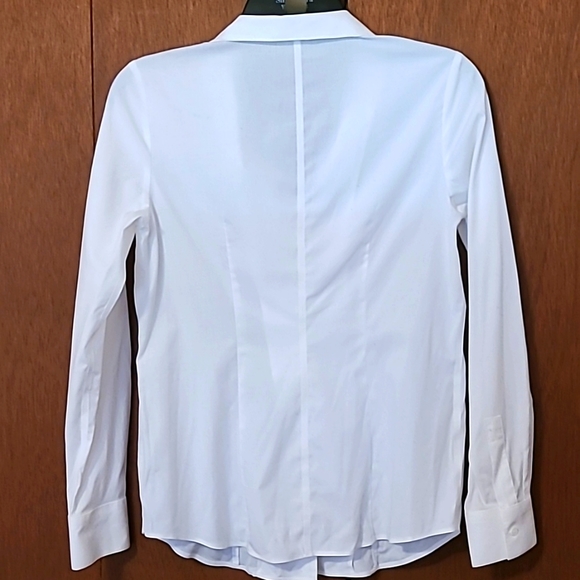 Talbots white fitted button front long sleeve blouse 2 - Picture 5 of 6